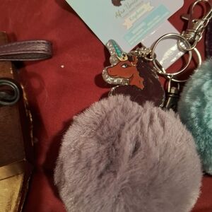 Unicorn Keychain with Lavender Pom Pom